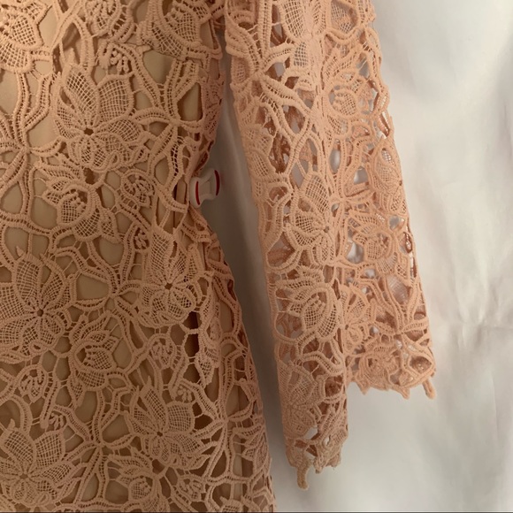Lord & Taylor Pink Lace Long Bell Sleeved Dress - Picture 2 of 8